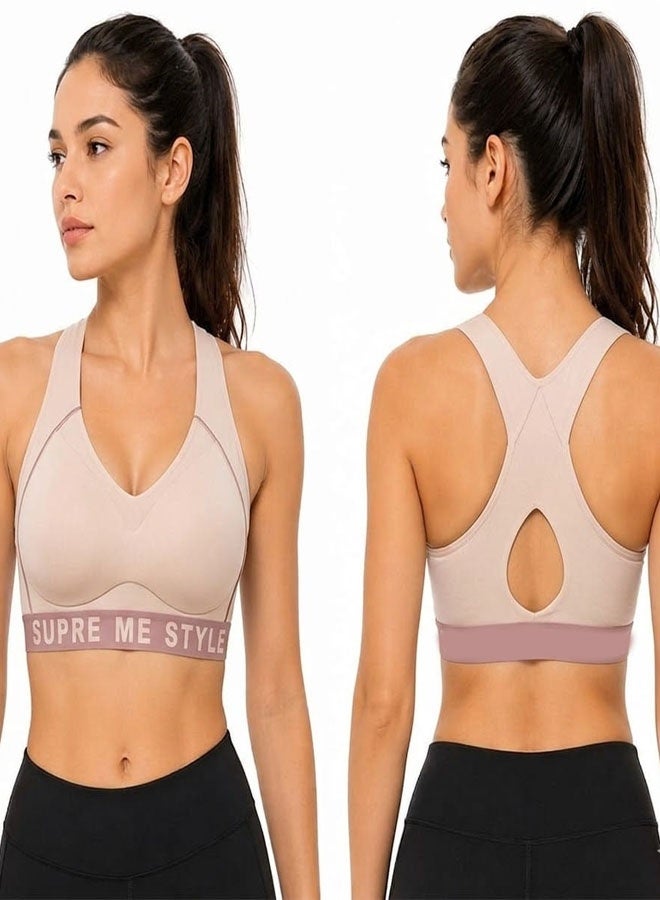 Women's XL Size Bra with Stretch Seamless Wireless Lightly Lined Comfort Bra with Support Compression Wirefree Everyday Bra Flesh Colour - Image 5