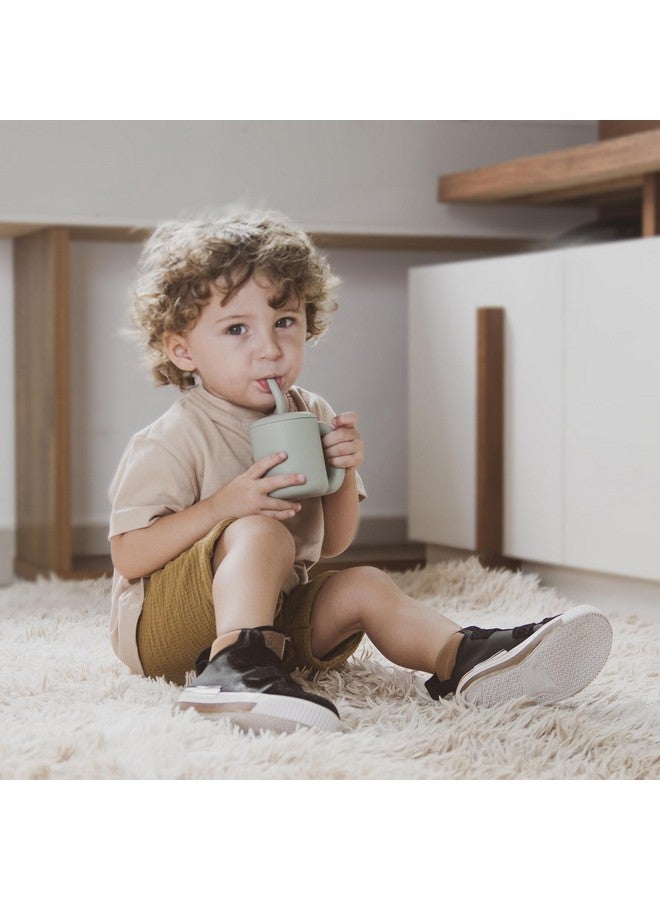 Kidsco أكواب سيليكون للأطفال مع مقبض انتقال سهل، فوهة ناعمة وقشة. كوب تدريب غير سام وغير قابل للكسر بسعة 150 مل/5 أونصات | عبوة من 2 - أخضر وشاطئ رملي | - Image 5