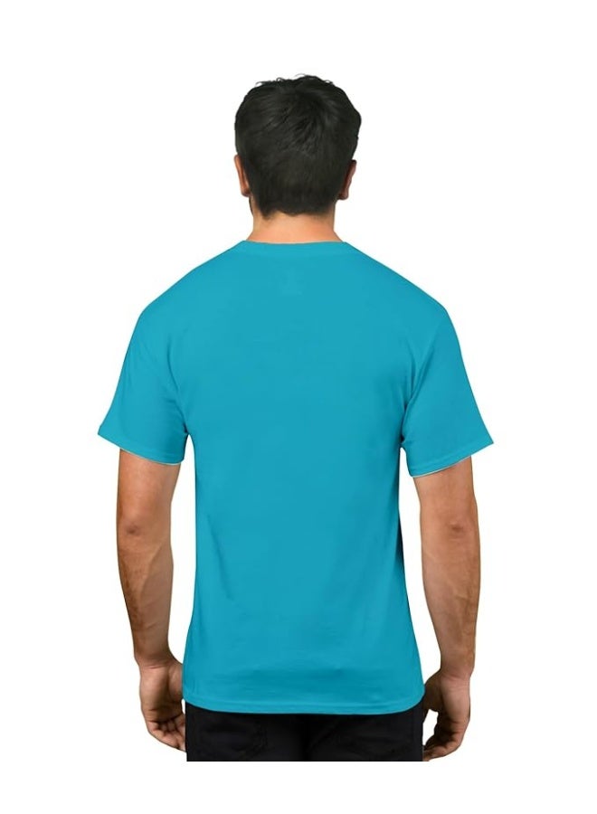 OPLU Store Men's Regular Fit Cotton Printed T Shirt. Trending, Trendy,Pootlu, College Tshirts,Turquoise,2XL - Image 3