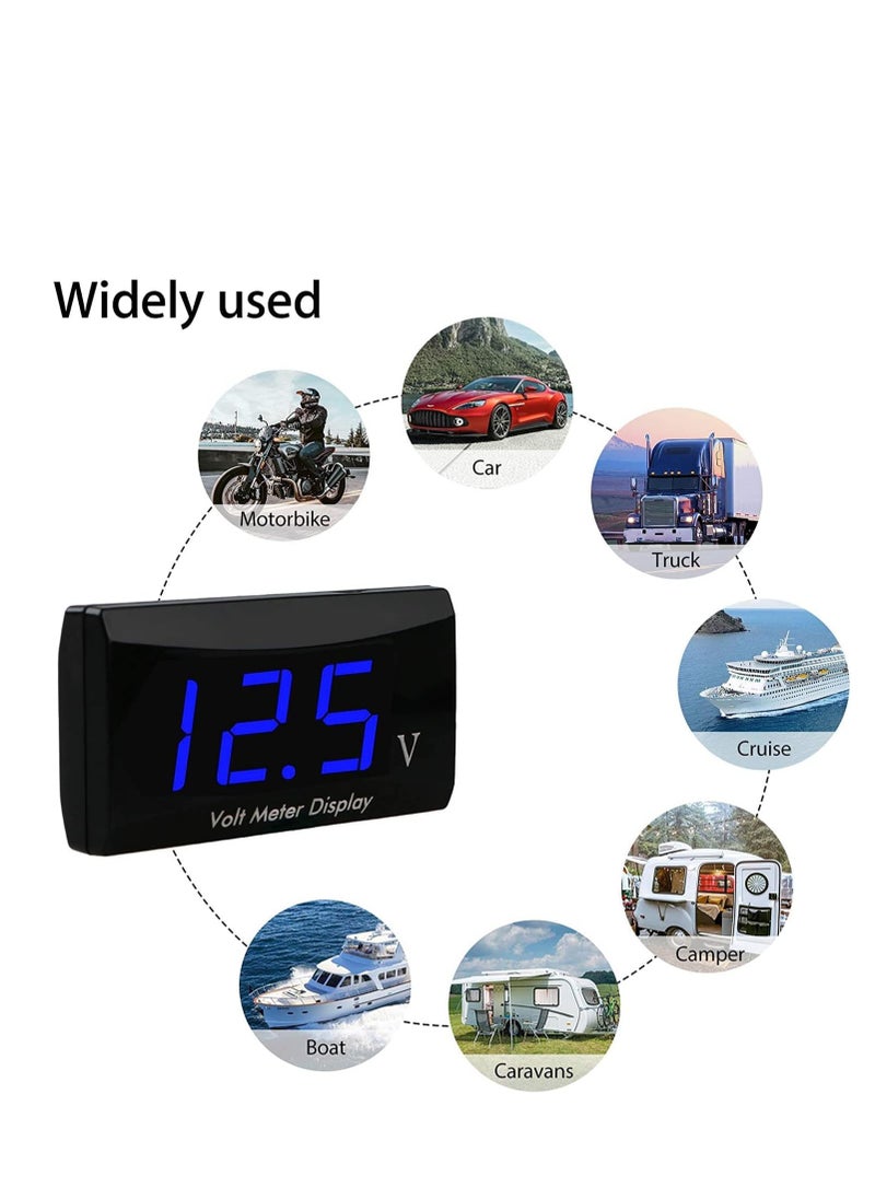 KASTWAVE - 12V Car Digital Voltmeter Gauge, Battery Voltage Mete, Waterproof LED Display Motorcycle Voltmeter Power Energy Volt Meter Gauge for Trailer Camper Boat Marine Vehicle Caravan Car Battery Voltage - Image 1