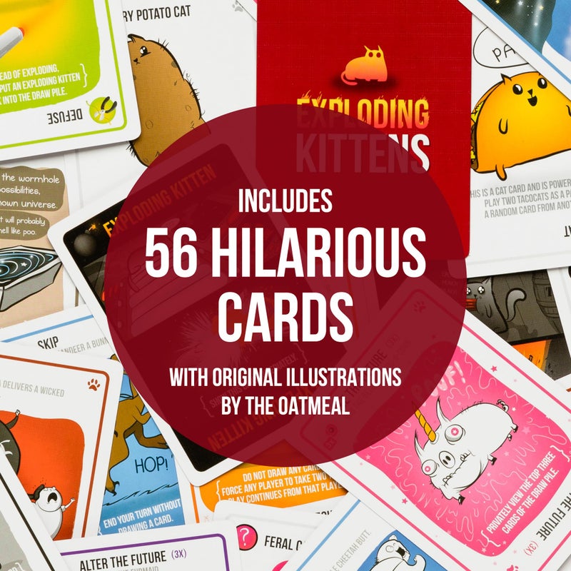 Exploding Kittens لعبة الكيتنز المتفجرة - 2-5 لاعبين - أعمار 7+ - 15 دقيقة للعب - لعبة ورق عالية المخاطر - لعبة حفلات، ليلة عائلية، لعبة ورق للأطفال والبالغين - Image 2