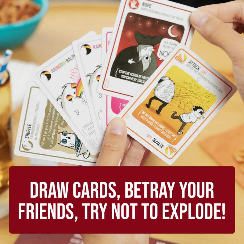 Exploding Kittens لعبة الكيتنز المتفجرة - 2-5 لاعبين - أعمار 7+ - 15 دقيقة للعب - لعبة ورق عالية المخاطر - لعبة حفلات، ليلة عائلية، لعبة ورق للأطفال والبالغين - Image 4