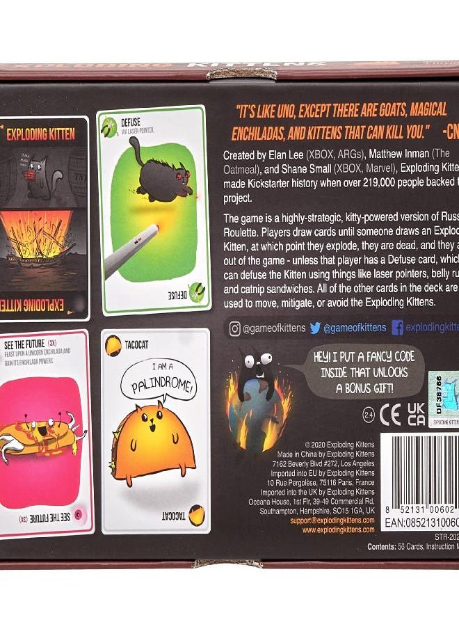 Exploding Kittens LLC Exploding Kittens Card Game - Original Edition, Fun Family Games for Adults Teens & Kids - Fun Russian Roulette Card Games - 15 Min, Ages 7+, 2-5 Players  - Image 3