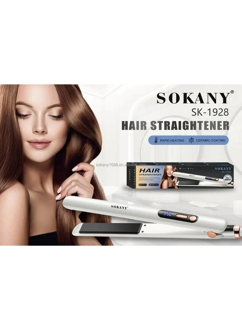 sokany SK-1928 Professional Hair Straightener – Ceramic Coating Flat Iron with PTC Fast Heating, Auto Shut-Off 60 Minutes, 360° Swivel Cord, Quick Heat Recovery, Smooth & Frizz-Free Styling - Image 2