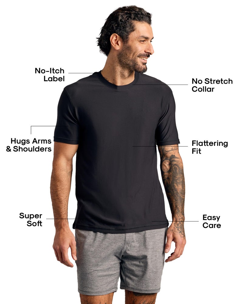 True Classic Men's Short Sleeve Active Crew Neck T-Shirt, Black, Medium - Image 2