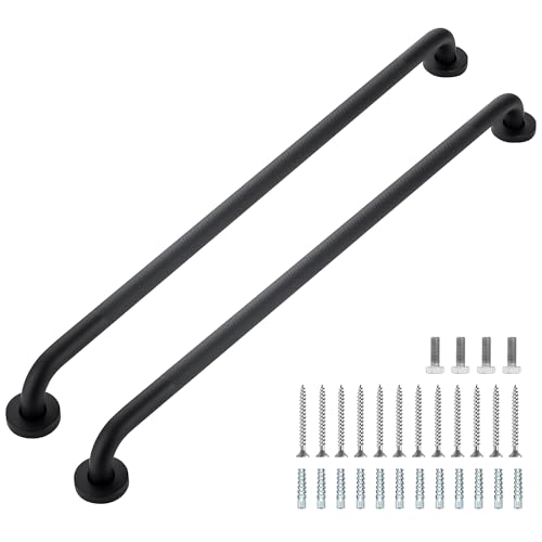 Ravinte Hardware Grab Bars for Shower 2 Pack 32Inch Anti Slip Shower Handles for Elderly Safety Shower Grab Bar Stainless Steel Handicap Grab Bars for Bathroom Black 1 Diameter - Image 1