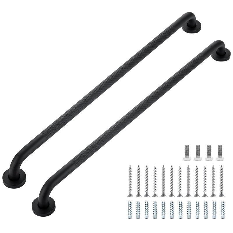 Ravinte Hardware Grab Bars for Shower 2 Pack 32Inch Anti Slip Shower Handles for Elderly Safety Shower Grab Bar Stainless Steel Handicap Grab Bars for Bathroom Black 1 Diameter - Image 2