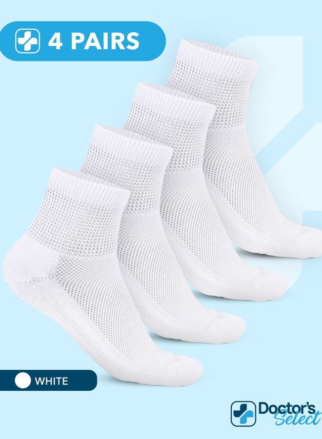 Doctor's Select Diabetic Socks for Men and Women - 4 Pairs | White | Ankle Socks for Swollen Ankles and Feet 9-12 - Image 5