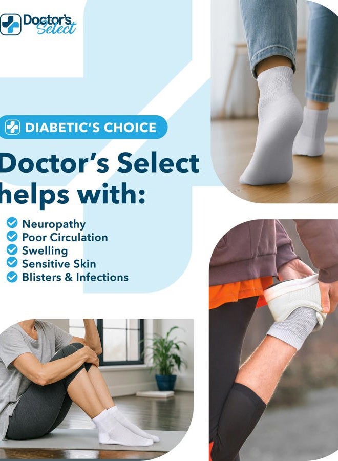 Doctor's Select Diabetic Socks for Men and Women - 4 Pairs | White | Ankle Socks for Swollen Ankles and Feet 9-12 - Image 4