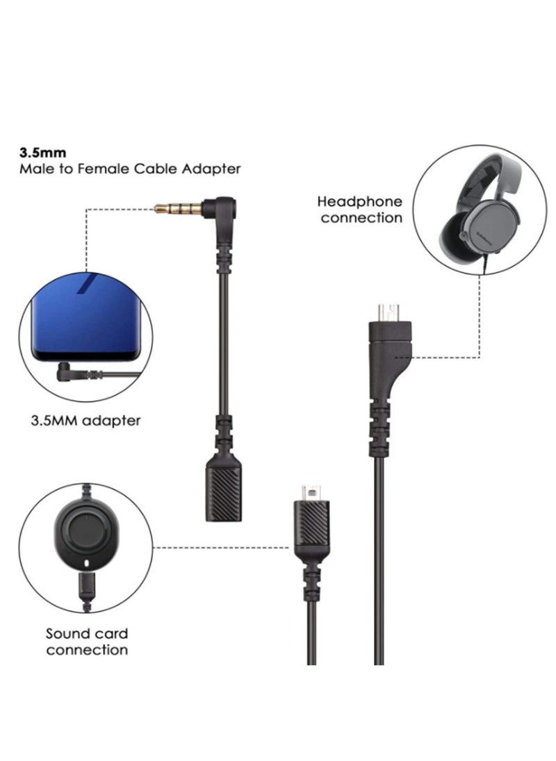 SYOSI - Arctis Pro Headset Cable Replacement Audio Wire for SteelSeries Arctis 3, Arctis 5, Arctis 7 Gaming Earphones Headphones (Included 3.5mm Stereo Converter Cable) - Image 1