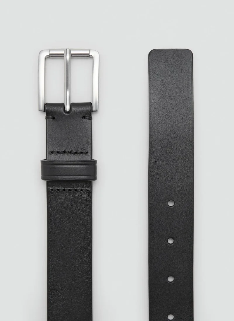 Mango Man 99-NEGRO Buckle Leather Belt for Men | Best Price UAE
