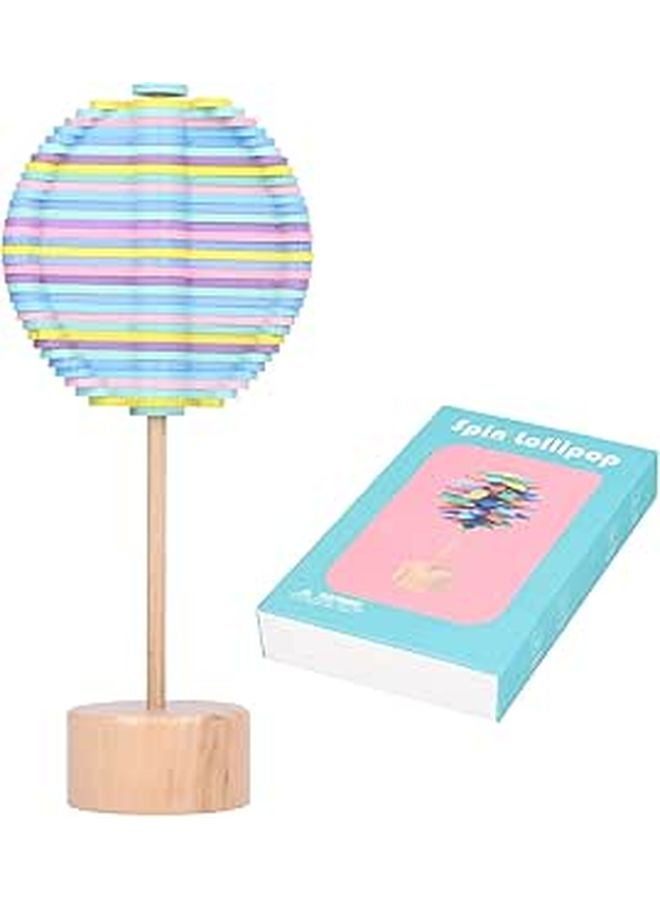 Wooden Rotating Lollipop Stress Relief Toy with Base for Adult Office Home Decor - Image 1