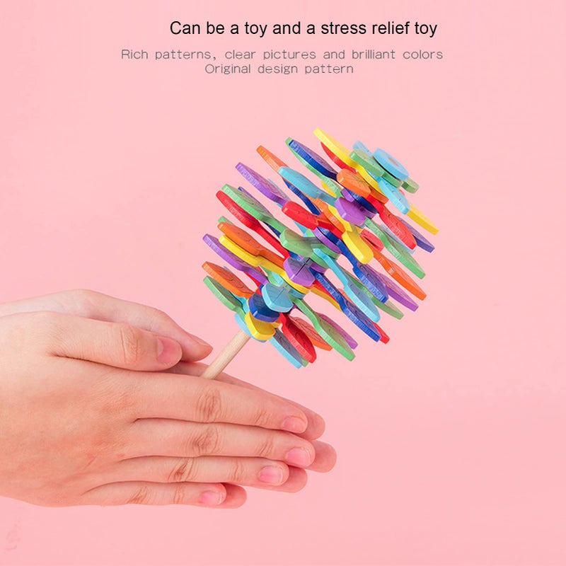 Wooden Rotating Lollipop Stress Relief Toy with Base for Adult Office Home Decor - Image 3
