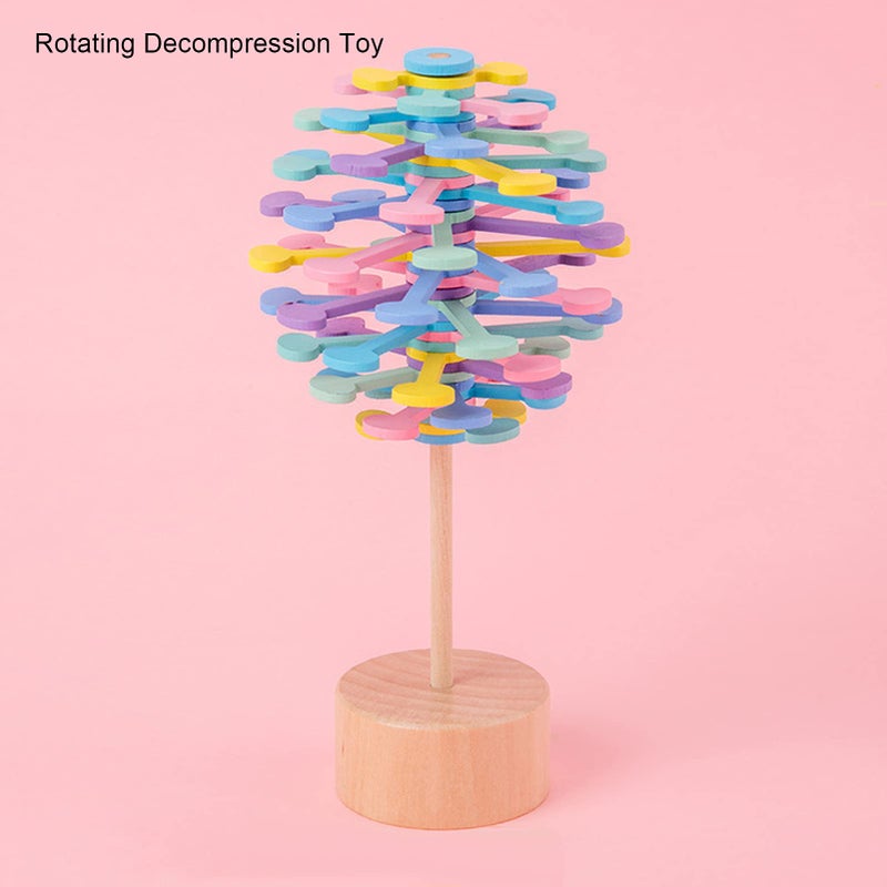 Wooden Rotating Lollipop Stress Relief Toy with Base for Adult Office Home Decor - Image 4