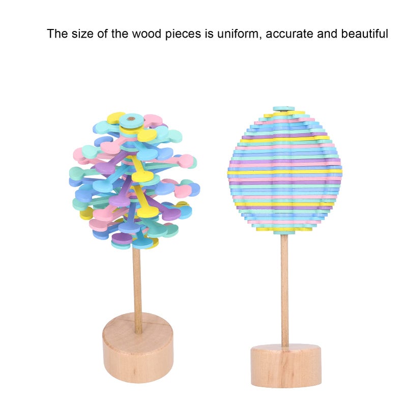 Wooden Rotating Lollipop Stress Relief Toy with Base for Adult Office Home Decor - Image 5