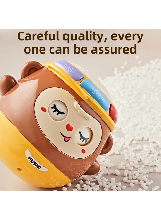 Baby Early Education Cute Monkey Tumbler Hand Drum Music Light Projection Infant Early Education Toy Tumbler-Color:Cute Sweetheart Style-Specifications:13.5*12cm  - Image 5