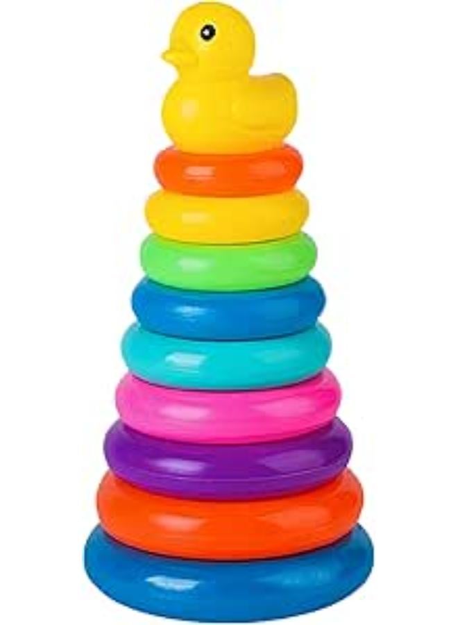 حلقات التكديس الملونة للأطفال الرضع والأطفال الصغار - مجموعة ألعاب حسية لعبة التكديس قوس قزح - لعب الطفل مع التعلم