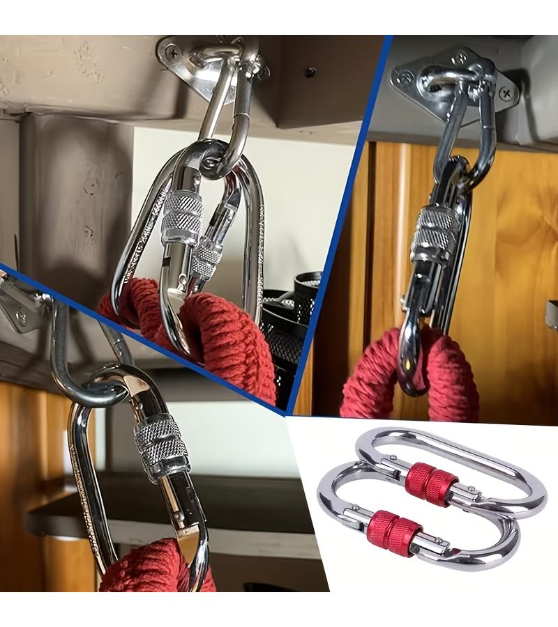 2Pcs Stainless Steel Heavy Duty O Ring Carabiners Quick Release 5600lbs Rust Resistant - Image 5