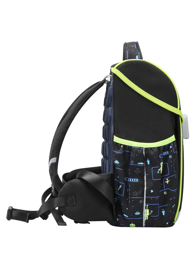 Bopai  Premium Lightweight School Backpack Water Resistant Multifunctional Polyester Daypack with Separate Tablet Compartment for School/ College, BO-SB163, Black  | Best Price UAE