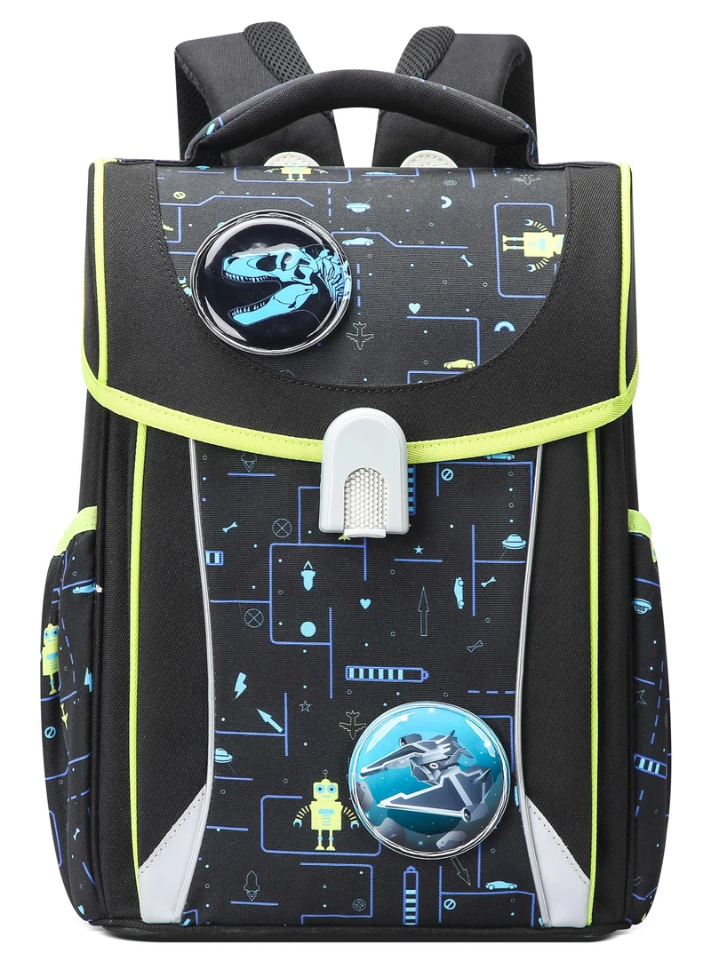 بوباي Premium Lightweight School Backpack Water Resistant Multifunctional Polyester Daypack with Separate Tablet Compartment for School/ College, BO-SB163, Black