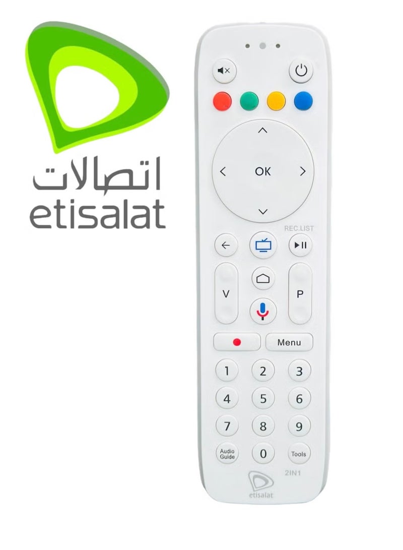 etisalat Remote Control Receiver with Voice Function, Includes 2x Batteries, Universal Compatibility, Easy-to-Use, Durable and Reliable Performance for Multiple Devices - Image 2