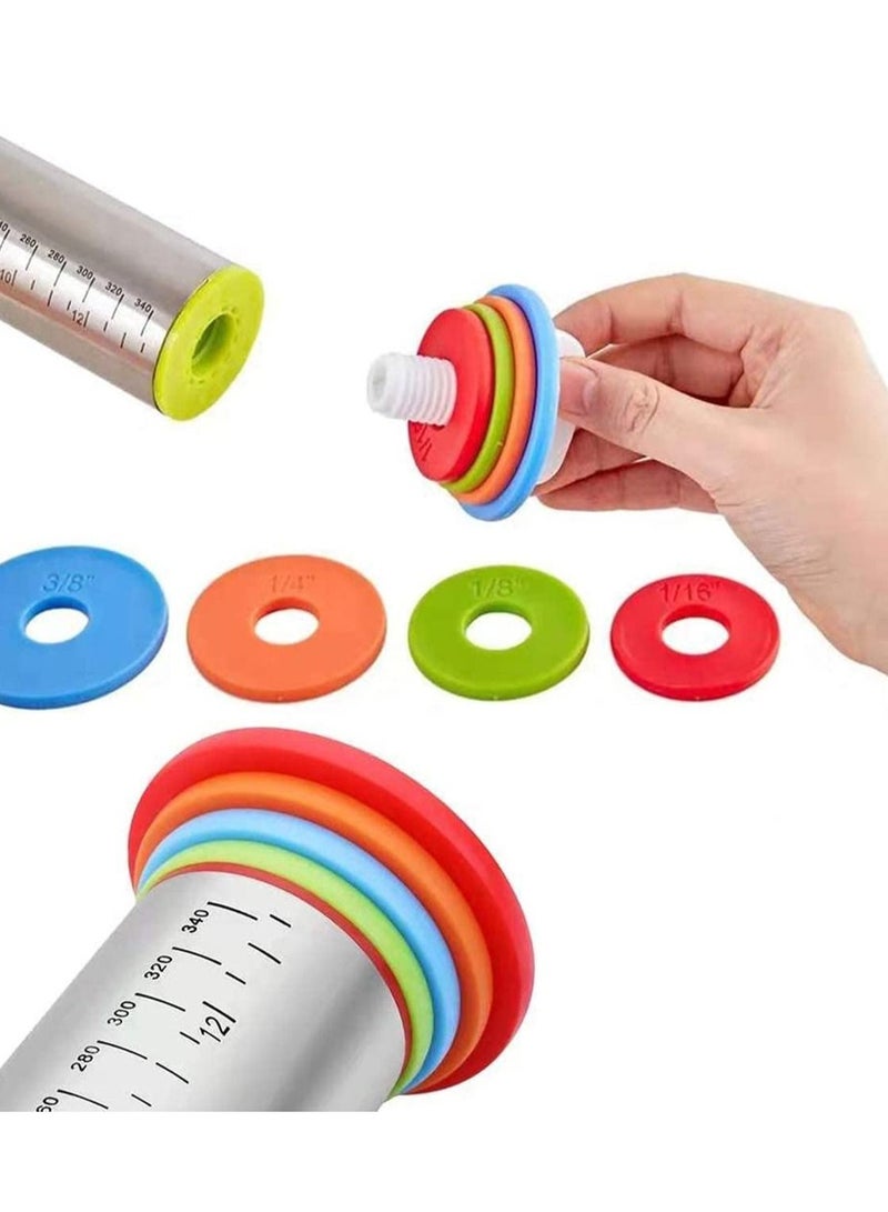 Y&D Stainless Steel Rolling Pin French Pins for Baking with Adjustable Thickness Rings Dough Roller  - Image 3