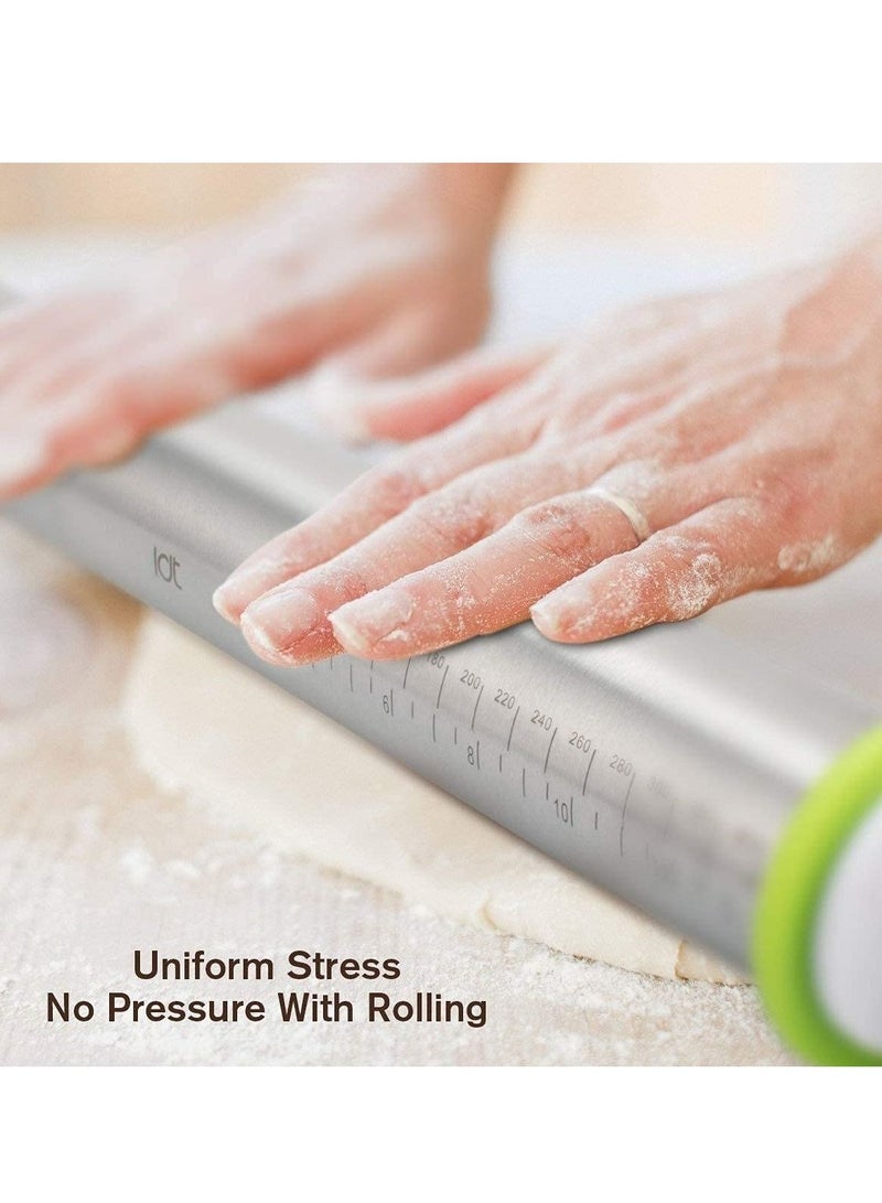 Y&D Stainless Steel Rolling Pin French Pins for Baking with Adjustable Thickness Rings Dough Roller  - Image 4