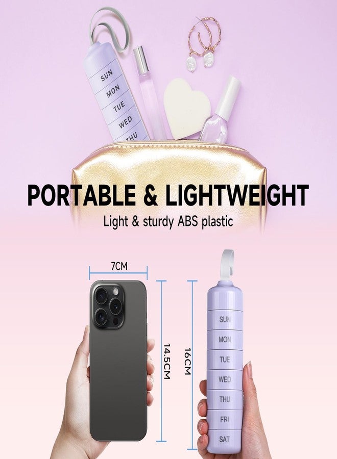 Betife Cute Pill Organizer, Cute Weekly Pill Box for Travel, Cute Daily Pill Case 7 Day, with 7 Large Stackable Compartments, Sturdy ABS Pill Holder for Vitamin Supplement Medicine（Purple） - Image 3
