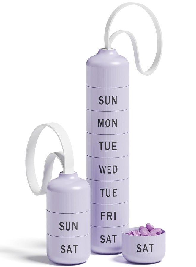 Betife Cute Pill Organizer, Cute Weekly Pill Box for Travel, Cute Daily Pill Case 7 Day, with 7 Large Stackable Compartments, Sturdy ABS Pill Holder for Vitamin Supplement Medicine（Purple） - Image 1