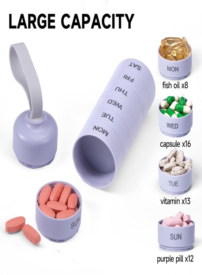 Betife Cute Pill Organizer, Cute Weekly Pill Box for Travel, Cute Daily Pill Case 7 Day, with 7 Large Stackable Compartments, Sturdy ABS Pill Holder for Vitamin Supplement Medicine（Purple） - Image 2