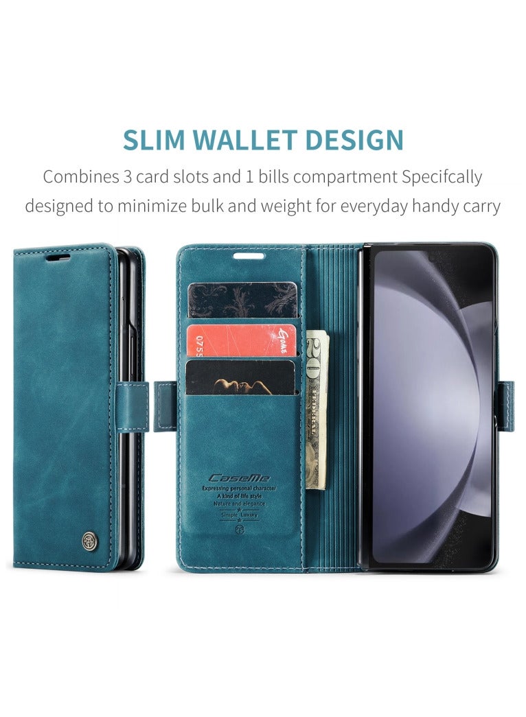 CaseMe Samsung Galaxy Z Fold 4 Case Wallet, for Samsung Galaxy Z Fold 4 Wallet Case Book Folding Flip Folio Case with Magnetic Kickstand Card Slots Protective Cover - Green - Image 4