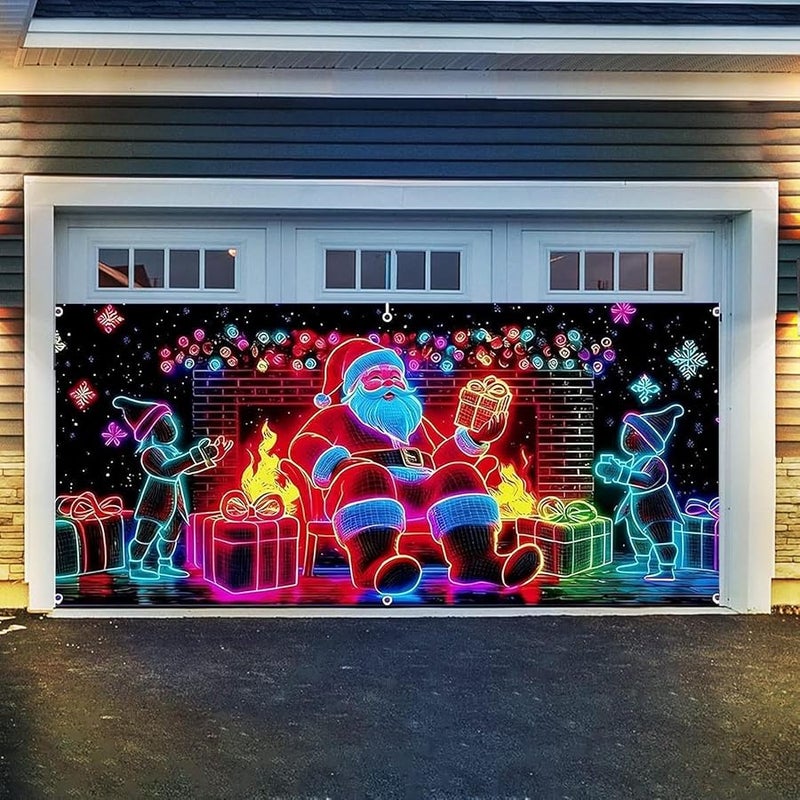 Christmas Garage Door Banner Size A Waterproof LED Light Outdoor Holiday Decor For House Party Yard Porch - Image 4
