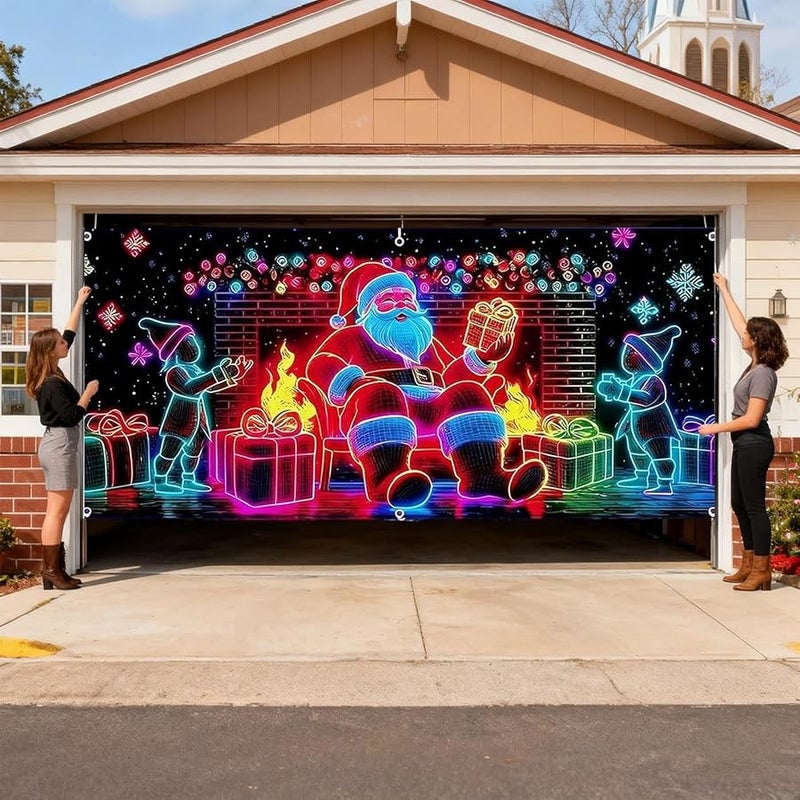 Christmas Garage Door Banner Size A Waterproof LED Light Outdoor Holiday Decor For House Party Yard Porch - Image 3