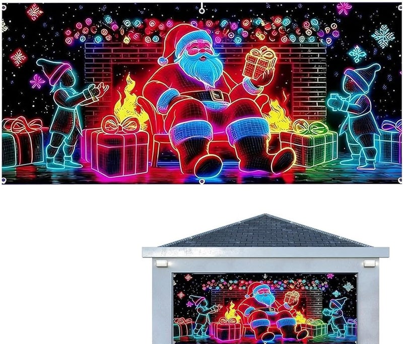 Christmas Garage Door Banner Size A Waterproof LED Light Outdoor Holiday Decor For House Party Yard Porch - Image 1