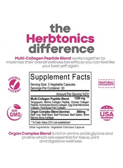 Herbtonics Multi Collagen Capsules (Types 1 2 3 5 and 10) | Hydrolyzed Protein Peptide Grass fed Plus Bone Broth Type 1 2 3 5 10 Healthy Hair Skin Nails (with Organ Complex)  - Image 2