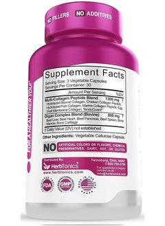 Herbtonics Multi Collagen Capsules (Types 1 2 3 5 and 10) | Hydrolyzed Protein Peptide Grass fed Plus Bone Broth Type 1 2 3 5 10 Healthy Hair Skin Nails (with Organ Complex)  - Image 3