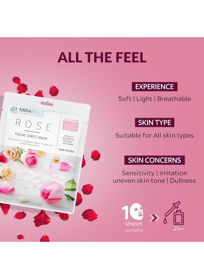 MIRABELLE Rose Facial Serum Sheet Mask | Exfoliates & Hydrates | (Pack Of 1), 25Ml - Image 3