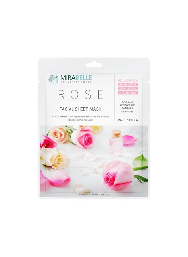 MIRABELLE Rose Facial Serum Sheet Mask | Exfoliates & Hydrates | (Pack Of 1), 25Ml - Image 1