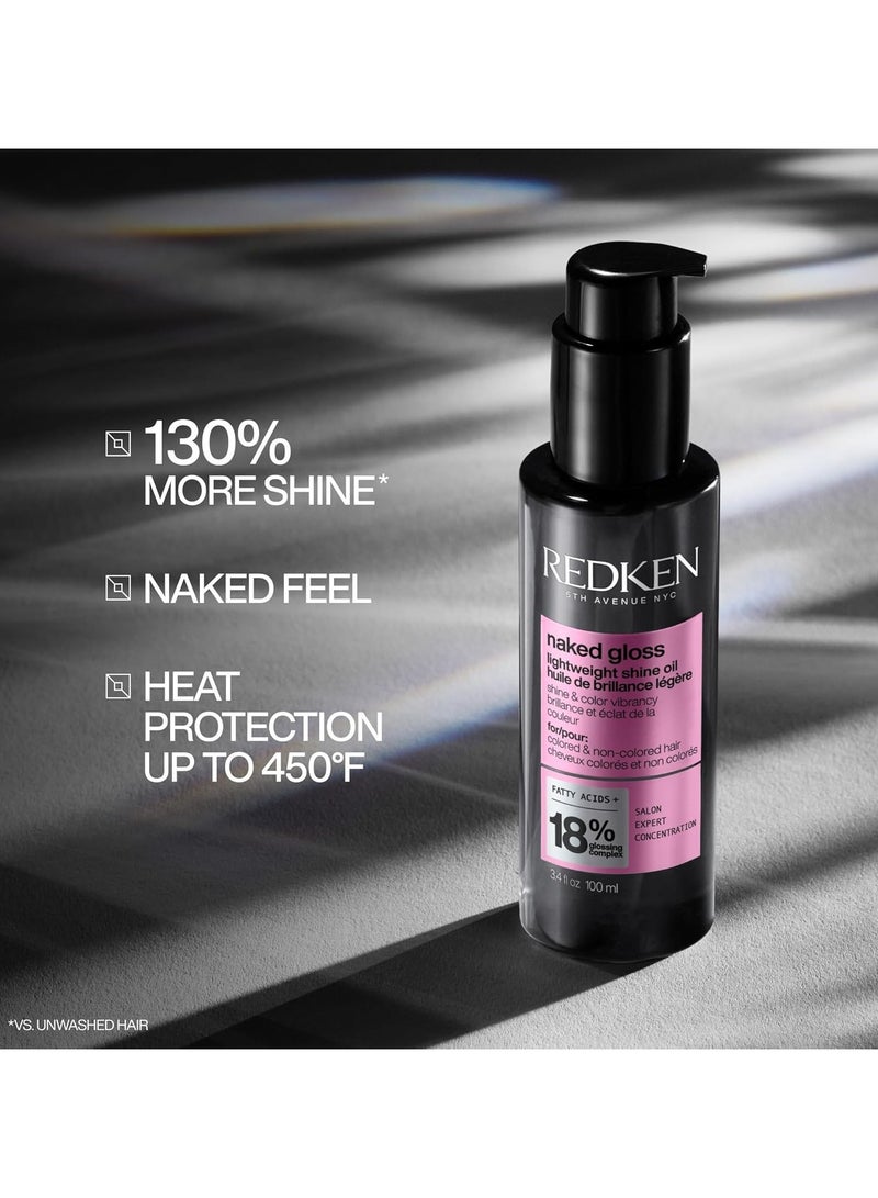 REDKEN Naked Gloss Shine Oil - Adds Shine, Protects from Heat Damage and Controls Frizz, Infused with Omega-9, Lightweight Formula, For Color-Treated - Image 4