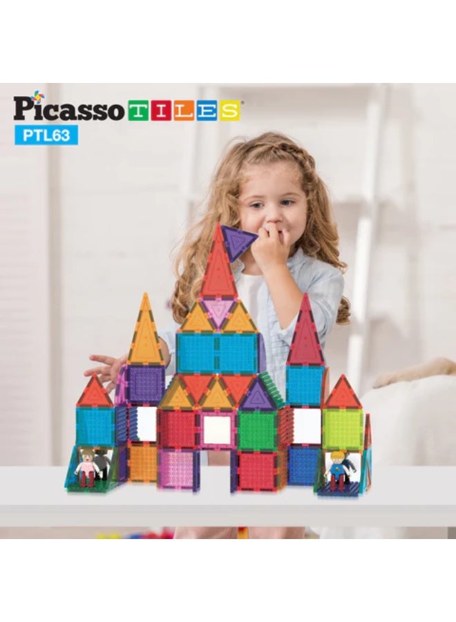 PicassoTiles Magnetic Bricks + Tiles 63-Pieces | Magnetic Tiles | STEM Toys | Educational Toy Set | Stacking Blocks | Enhance Problem-solving Skills & Fine Motor Skills | Improves Coordination & Creativity | Gift for Kids and Toddlers | Construction Building Set for Child Brain Development - Image 2