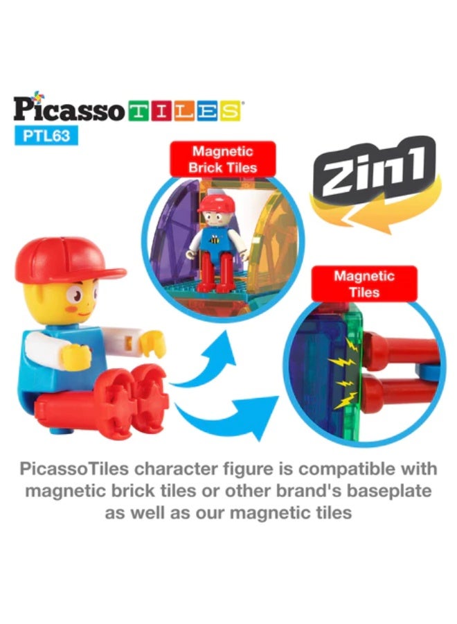 PicassoTiles Magnetic Bricks + Tiles 63-Pieces | Magnetic Tiles | STEM Toys | Educational Toy Set | Stacking Blocks | Enhance Problem-solving Skills & Fine Motor Skills | Improves Coordination & Creativity | Gift for Kids and Toddlers | Construction Building Set for Child Brain Development - Image 5