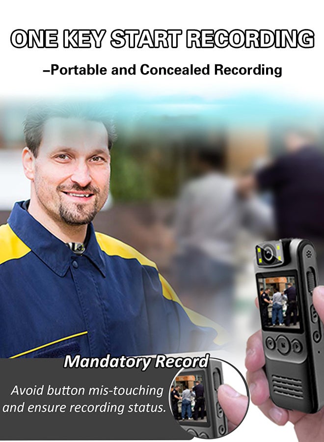 Body Camera with Audio & Video Recording,4K HD Police Cop Cam for Outdoor Law Enforcement Guard Travel Cameras, With Magnetic Clip Flashlight 6HR Battery Recorder - Image 3
