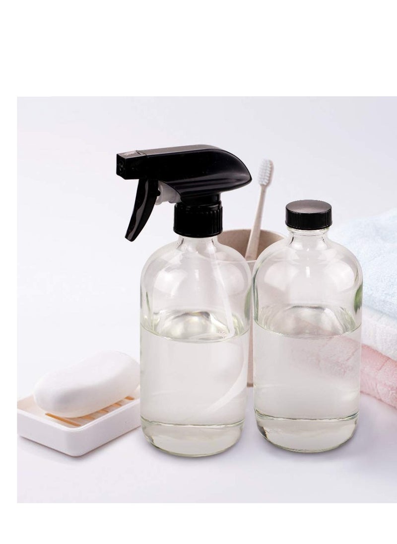 Wedama - Wedama Glass Spray Bottle, 2 Pack Clear 16oz Glass Spray Bottles for Cleaning Solutions and Essential Oils, Refillable Empty Spray Bottle with Adjustable Nozzles for Alcohol, Plant and Hair Care - Image 1