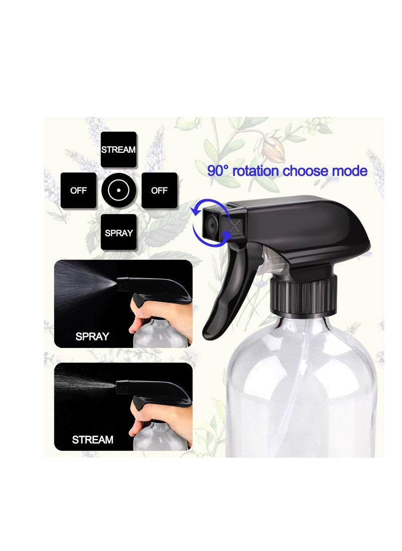 Wedama - Wedama Glass Spray Bottle, 2 Pack Clear 16oz Glass Spray Bottles for Cleaning Solutions and Essential Oils, Refillable Empty Spray Bottle with Adjustable Nozzles for Alcohol, Plant and Hair Care - Image 1