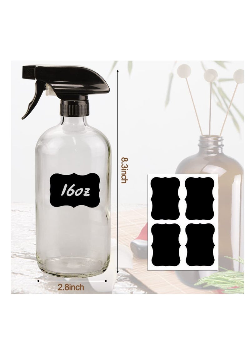 Wedama - Wedama Glass Spray Bottle, 2 Pack Clear 16oz Glass Spray Bottles for Cleaning Solutions and Essential Oils, Refillable Empty Spray Bottle with Adjustable Nozzles for Alcohol, Plant and Hair Care - Image 1