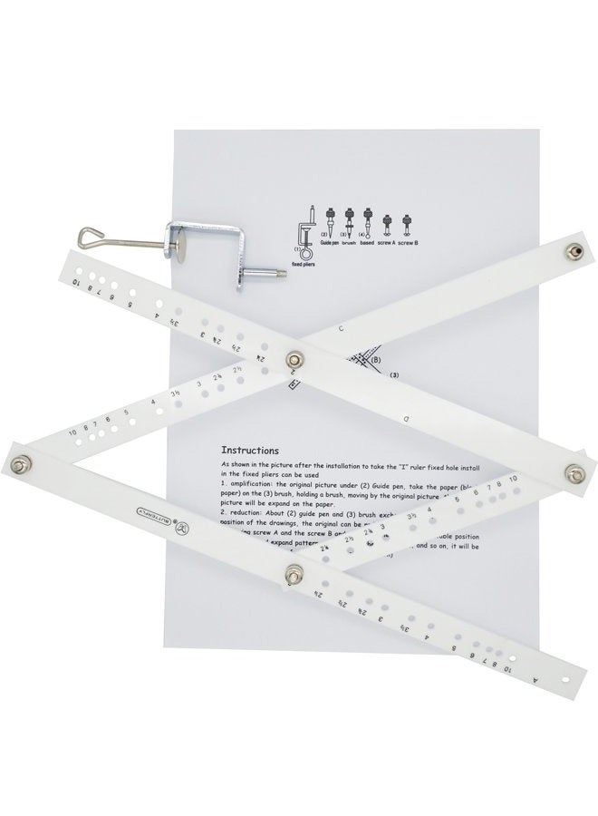 MAYMII Professional Artists Plexiglass Pantograph Artist Drawing Tool Reducer Enlarger Recreate Copy 10 Times Scaling Ruler White - Image 1