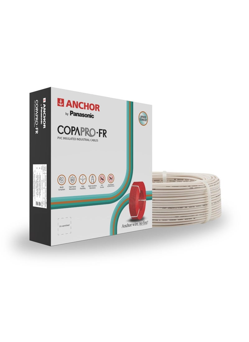 Anchor Anchor by Panasonic 1 mm COPAPro FR Electrical Wire 90 Meter Fire Resistant Single Core PVC insulated Pure Copper Wire Anti Rodent Anti Termite Flexible Wire for Connections WHITE 96138WH  - Image 1