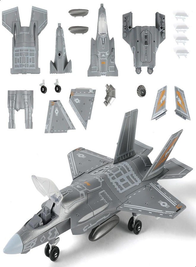 طقم نموذج طائرة مقاتلة من طراز F-35 بمقياس 1:72 من سيبوناس، مصنوع من البلاستيك، نموذج طائرة عسكرية من طراز F-35 مع قاعدة عرض، مناسب للمجموعات أو كهدية للكبار والصغار (36 قطعة). - Image 1