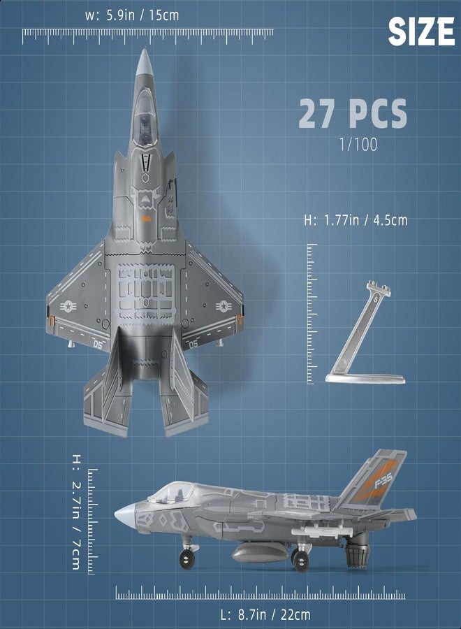 طقم نموذج طائرة مقاتلة من طراز F-35 بمقياس 1:72 من سيبوناس، مصنوع من البلاستيك، نموذج طائرة عسكرية من طراز F-35 مع قاعدة عرض، مناسب للمجموعات أو كهدية للكبار والصغار (36 قطعة). - Image 2