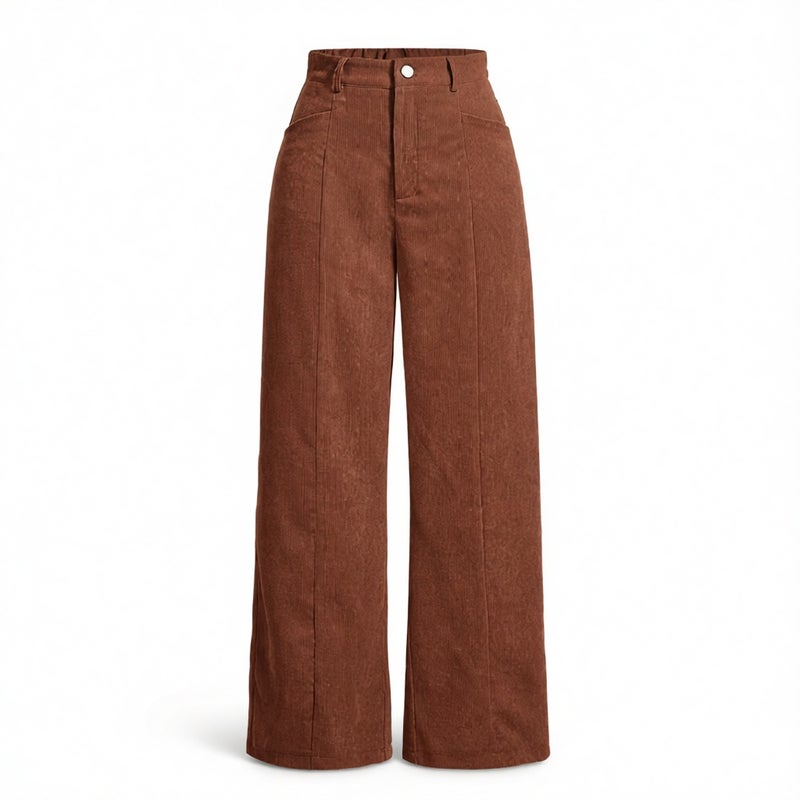 Vintage Corduroy Wide Leg Pants High Waist Casual Trousers Autumn Winter - Image 1